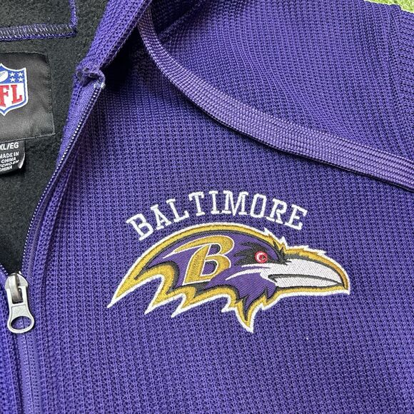 NFL Men Baltimore Ravens Full Zip Fleece Hooded Jacket Size XL - Picture 2 of 8